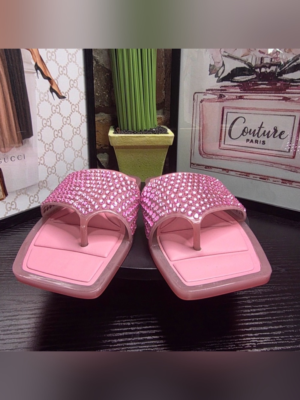 Katy Perry Collections NWOT Pink Jeweled Slide Sandals - Picture 3 of 10